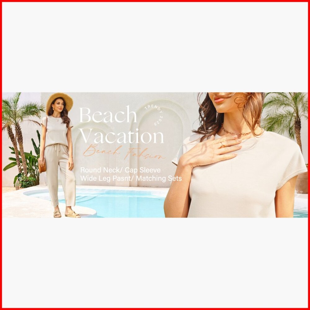 Medium Polyester Blend Lounge Set Cap Sleeve Top … - image 7